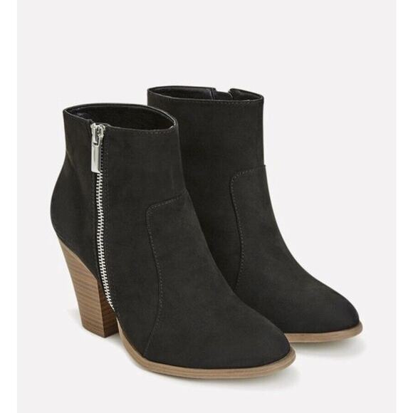 JUSTFAB | Black Vasha Zippered Faux Suede Ankle Boot | Size 8 - Picture 1 of 9